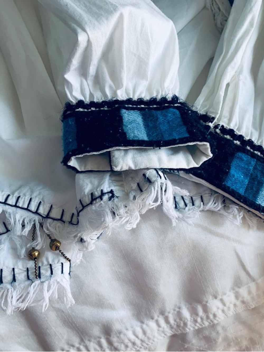 Zara White Top with Blue Embroidered Detail - Picture 6 of 13